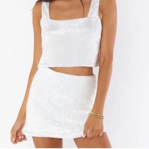Show me your mumu All Night Skort- white sequin